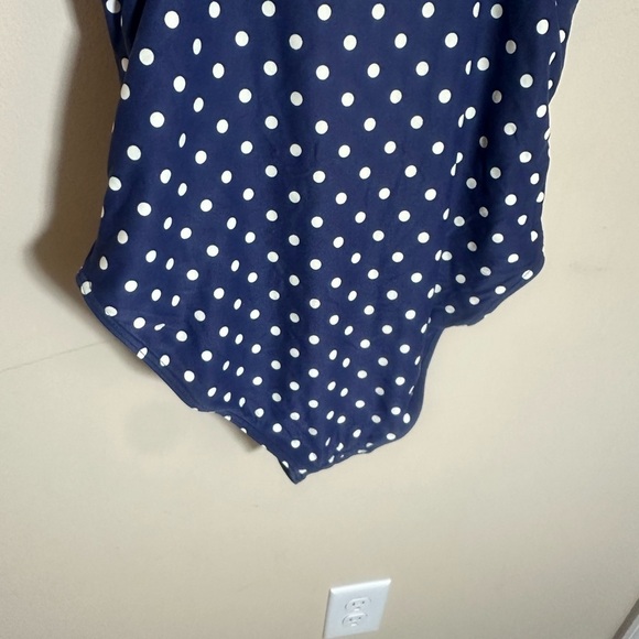 Bond-Eye Australia Front Twist One Piece Swimsuit in Navy Blue Polka Dot size 6 - Picture 6 of 8